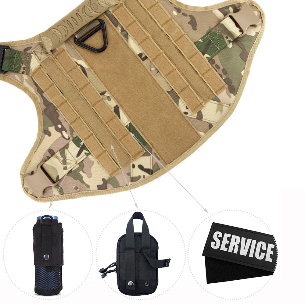 Dog Harness Leash Collar Patches Set for Medium Large Dogs Military Pet Vest Adjustable Tactical Dog Harnesses Training Walking Dog Harness Leash Collar Patches Set for Medium Large Dogs Military Pet Vest Adjustable Tactical Dog Harnesses Training Walking
