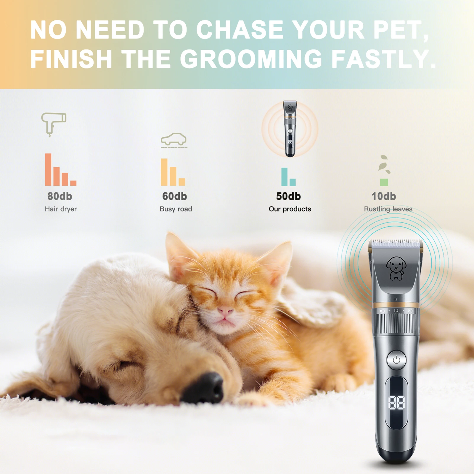 Pet Hair Trimmer Quiet Cat Clippers Grooming Kit with Comb 5 Speed Cat Shavers for Matted Long Hair Pet Hair Trimmer Quiet Cat Clippers Grooming Kit with Comb 5 Speed Cat Shavers for Matted Long Hair
