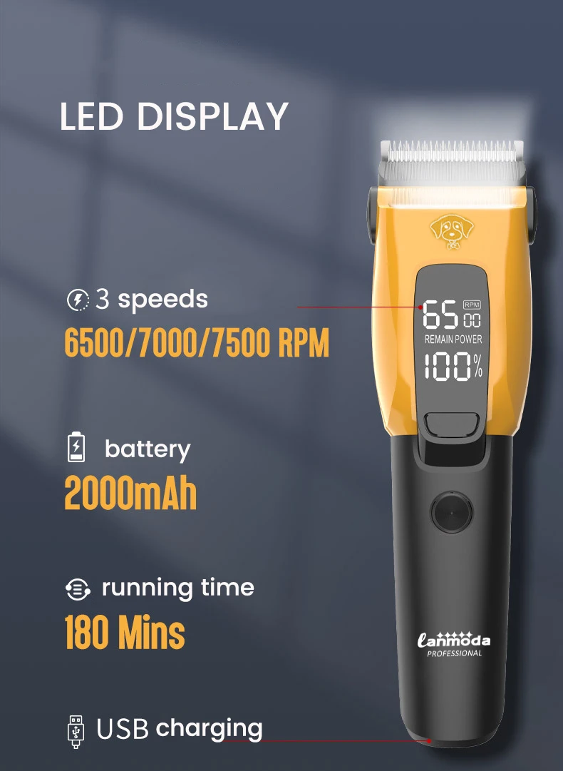 Pet Clipper Professional Dog Hair Trimmer Cat Grooming Shaver Type-C Charged Electric Puppy Cutting Machine for Small Big animal Pet Clipper Professional Dog Hair Trimmer Cat Grooming Shaver Type-C Charged Electric Puppy Cutting Machine for Small Big animal