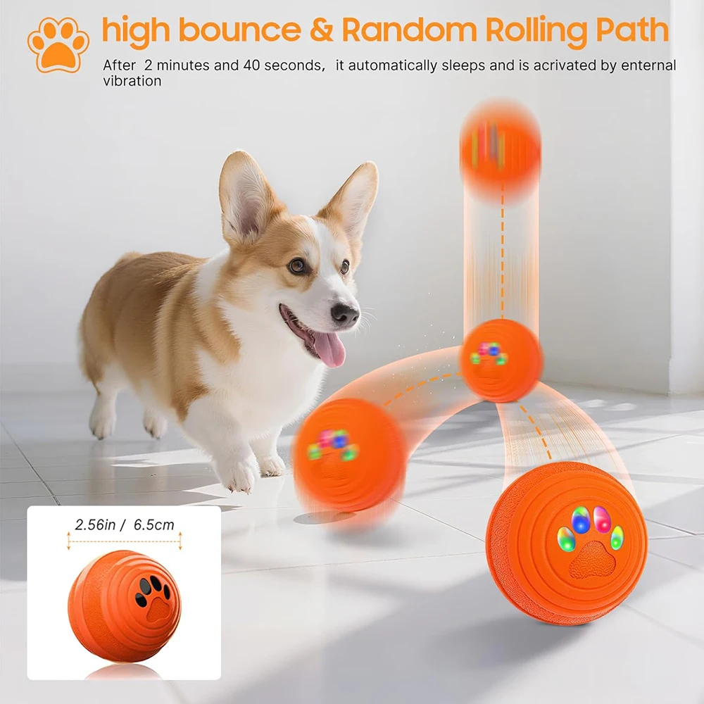 Interactive Dog Ball with LED Light Automatic Moving Bouncing Intelligence Puppy Toy Active Rolling Balls for Small Medium Dogs Interactive Dog Ball with LED Light Automatic Moving Bouncing Intelligence Puppy Toy Active Rolling Balls for Small Medium Dogs