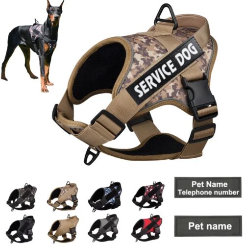 Personalized Tactical Dog Harness Customized Name tags No Pull Breathable Adjustable Pet Harness  for Medium Large Dog Personalized Tactical Dog Harness Customized Name tags No Pull Breathable Adjustable Pet Harness  for Medium Large Dog