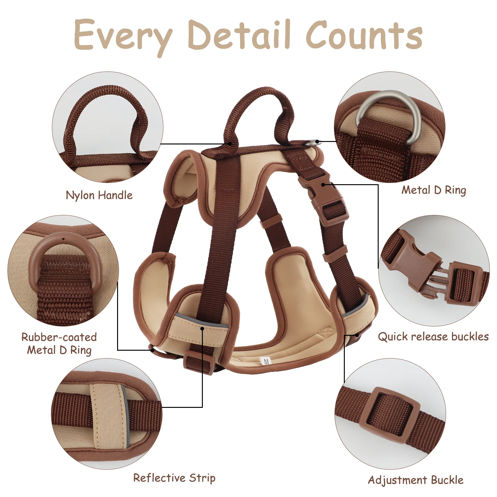 New Chocolate color luxury Dog Harness no pull for large Small dogs Adjustable Chest Strap dog harness personalized New Chocolate color luxury Dog Harness no pull for large Small dogs Adjustable Chest Strap dog harness personalized