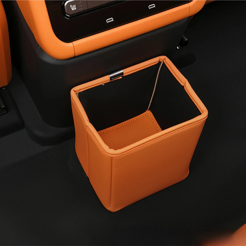 For JETOUR G700 2025+ Foldable Trash Can Storage Box Leather Trash Can Second Row Trash Bag Interior Upgrade Car Accessories