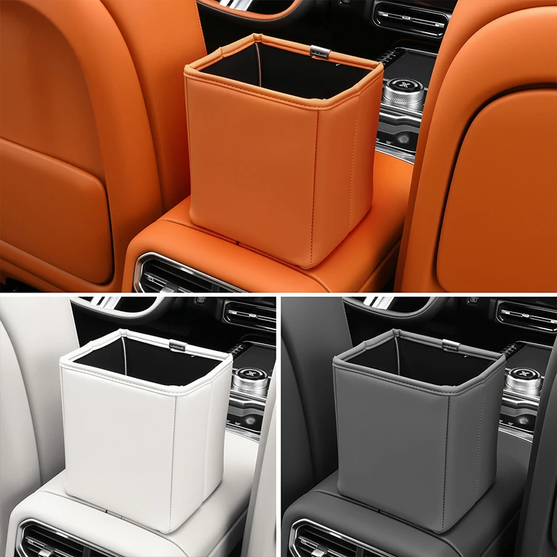 For JETOUR G700 2025+ Foldable Trash Can Storage Box Leather Trash Can Second Row Trash Bag Interior Upgrade Car Accessories