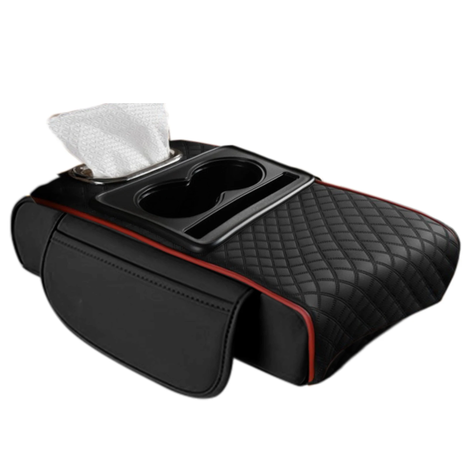 Car Armrest Box Heightening Cushion With Cup Holder Tissue Box Side Storage Pocket For Auto Interior Arm Rest Cover Height Pad Car Armrest Box Heightening Cushion With Cup Holder Tissue Box Side Storage Pocket For Auto Interior Arm Rest Cover Height Pad