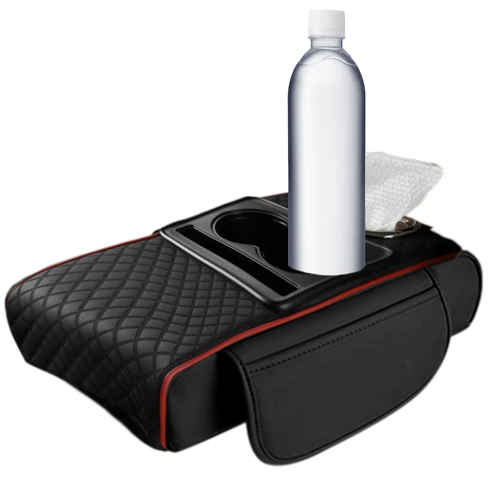 Car Armrest Box Heightening Cushion With Cup Holder Tissue Box Side Storage Pocket For Auto Interior Arm Rest Cover Height Pad Car Armrest Box Heightening Cushion With Cup Holder Tissue Box Side Storage Pocket For Auto Interior Arm Rest Cover Height Pad