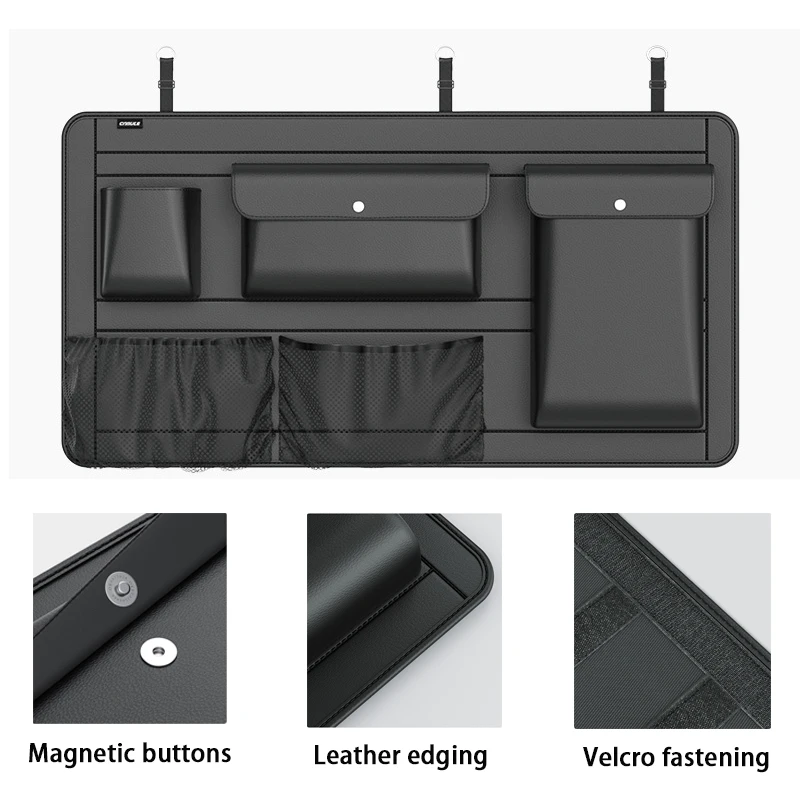 Car Storage Box Backseat 5 Bag Trunk Organizer Multi-use PU Leather Car Seat Back Organizers with Net Bag Car Accesories