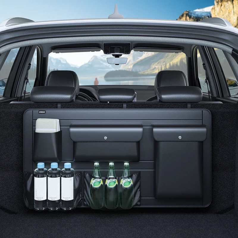 Car Storage Box Backseat 5 Bag Trunk Organizer Multi-use PU Leather Car Seat Back Organizers with Net Bag Car Accesories
