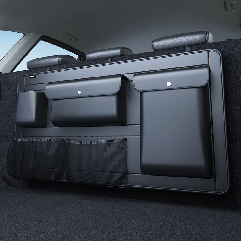 Car Storage Box Backseat 5 Bag Trunk Organizer Multi-use PU Leather Car Seat Back Organizers with Net Bag Car Accesories