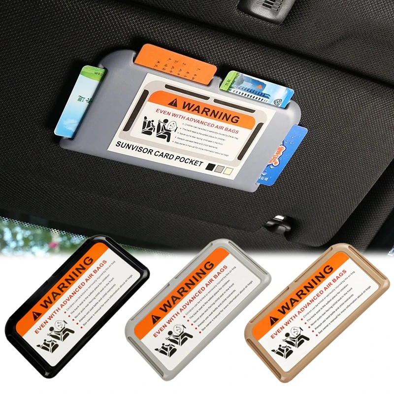 Car Sun Visor Storage Holder Car Card Holder Organizer Leather Multi-function Clip Card Bag Pocket Auto Car Interior Accessories