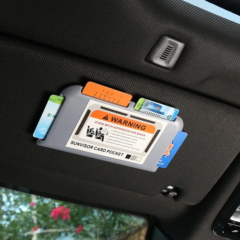 Car Sun Visor Storage Holder Car Card Holder Organizer Leather Multi-function Clip Card Bag Pocket Auto Car Interior Accessories