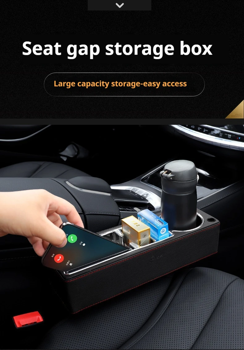 Car Seat Gap Filler Organizer With Cup Holder Front Seat Console Side Pocket With Dual USB Charger PU Leather Car Interior Car Seat Gap Filler Organizer With Cup Holder Front Seat Console Side Pocket With Dual USB Charger PU Leather Car Interior