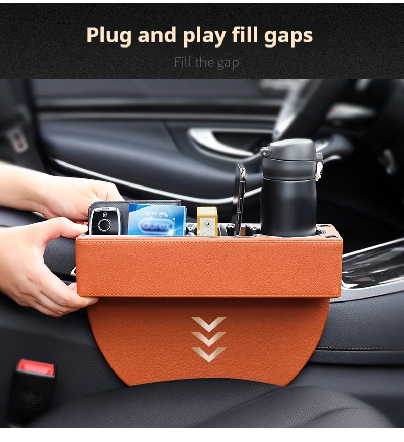Car Seat Gap Filler Organizer With Cup Holder Front Seat Console Side Pocket With Dual USB Charger PU Leather Car Interior Car Seat Gap Filler Organizer With Cup Holder Front Seat Console Side Pocket With Dual USB Charger PU Leather Car Interior