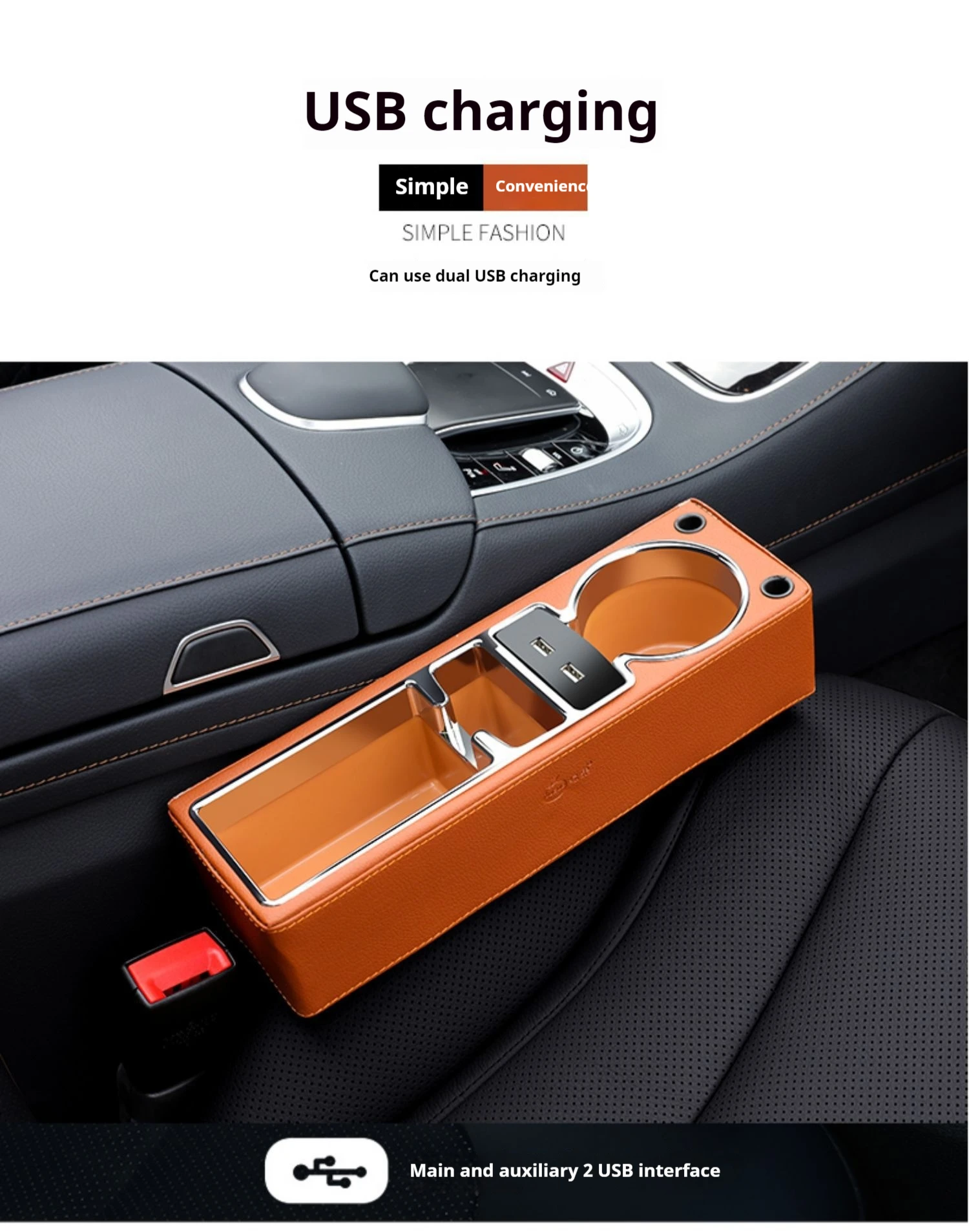 Car Seat Gap Filler Organizer With Cup Holder Front Seat Console Side Pocket With Dual USB Charger PU Leather Car Interior Car Seat Gap Filler Organizer With Cup Holder Front Seat Console Side Pocket With Dual USB Charger PU Leather Car Interior