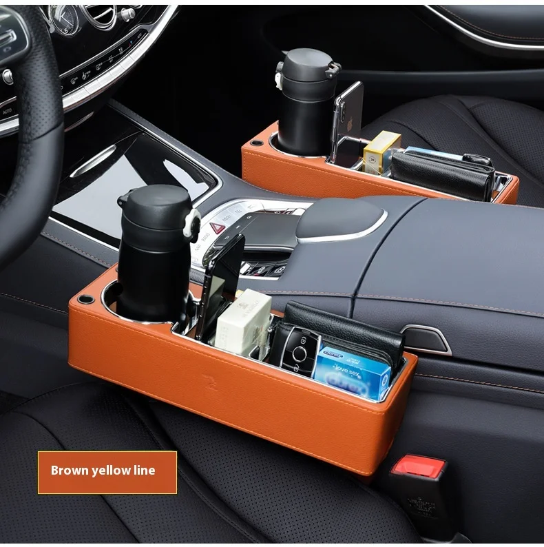 Car Seat Gap Filler Organizer With Cup Holder Front Seat Console Side Pocket With Dual USB Charger PU Leather Car Interior Car Seat Gap Filler Organizer With Cup Holder Front Seat Console Side Pocket With Dual USB Charger PU Leather Car Interior