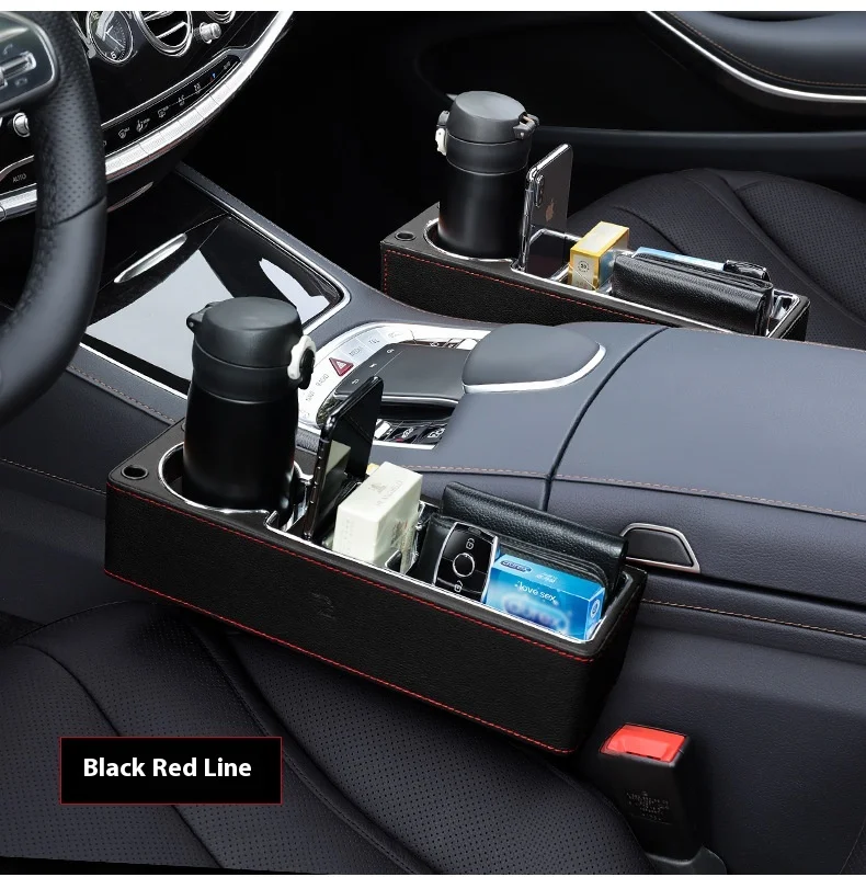Car Seat Gap Filler Organizer With Cup Holder Front Seat Console Side Pocket With Dual USB Charger PU Leather Car Interior Car Seat Gap Filler Organizer With Cup Holder Front Seat Console Side Pocket With Dual USB Charger PU Leather Car Interior