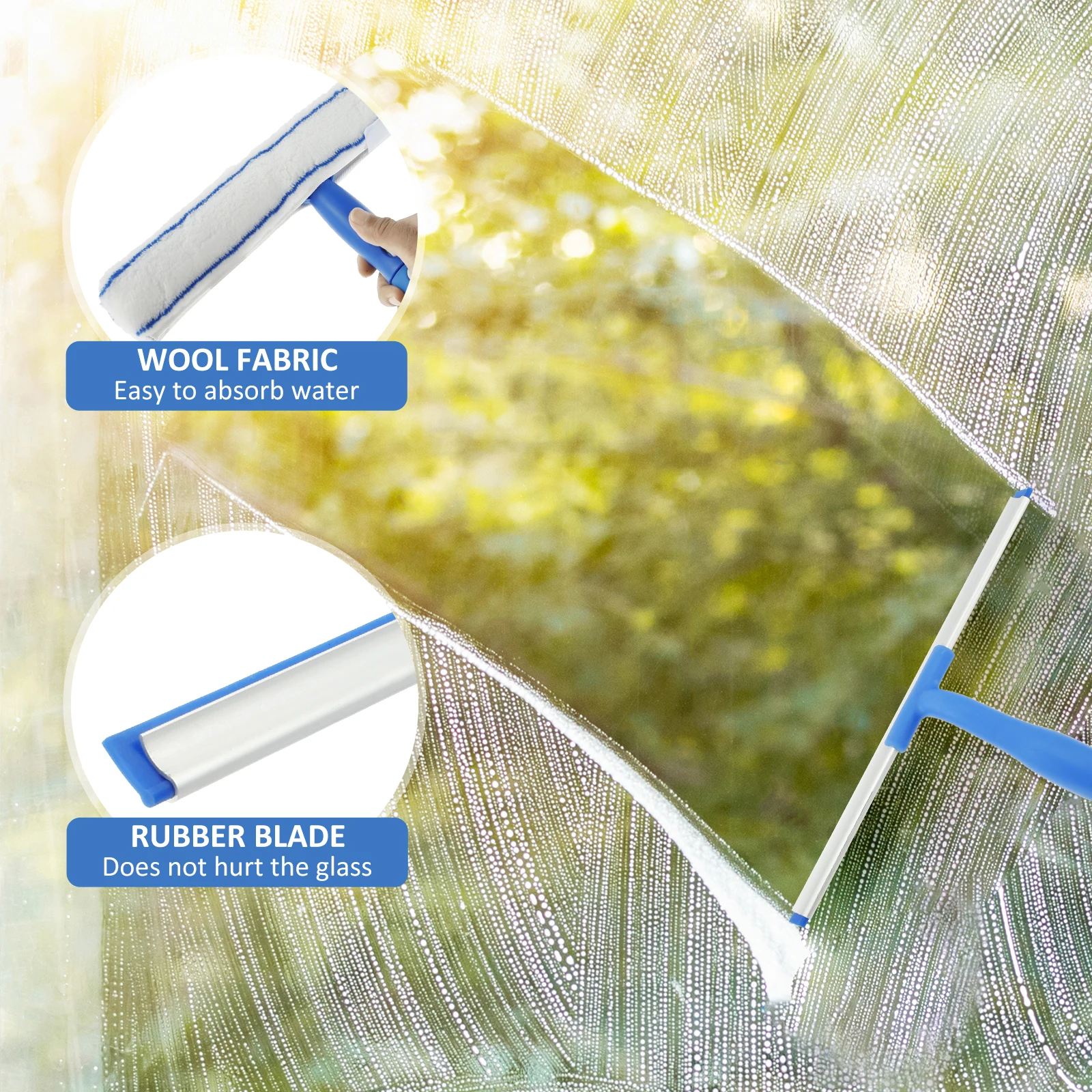 Window Squeegee Cleaner Professional Glass Cleaning Tool Kit Squeegee and Scrubber with 53inch Stainless Steel Pole Removable Window Squeegee Cleaner Professional Glass Cleaning Tool Kit Squeegee and Scrubber with 53inch Stainless Steel Pole Removable