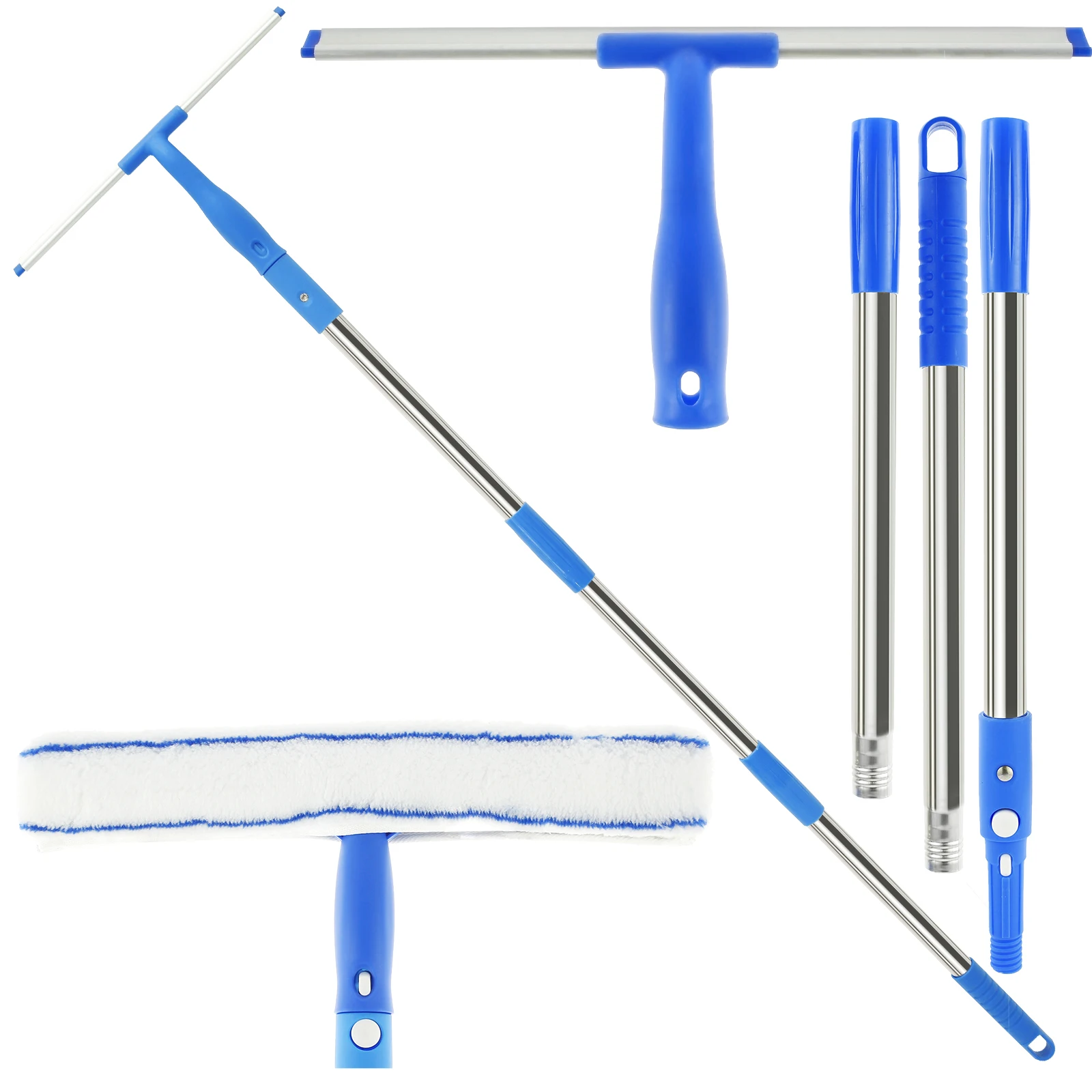Window Squeegee Cleaner Professional Glass Cleaning Tool Kit Squeegee and Scrubber with 53inch Stainless Steel Pole Removable Window Squeegee Cleaner Professional Glass Cleaning Tool Kit Squeegee and Scrubber with 53inch Stainless Steel Pole Removable