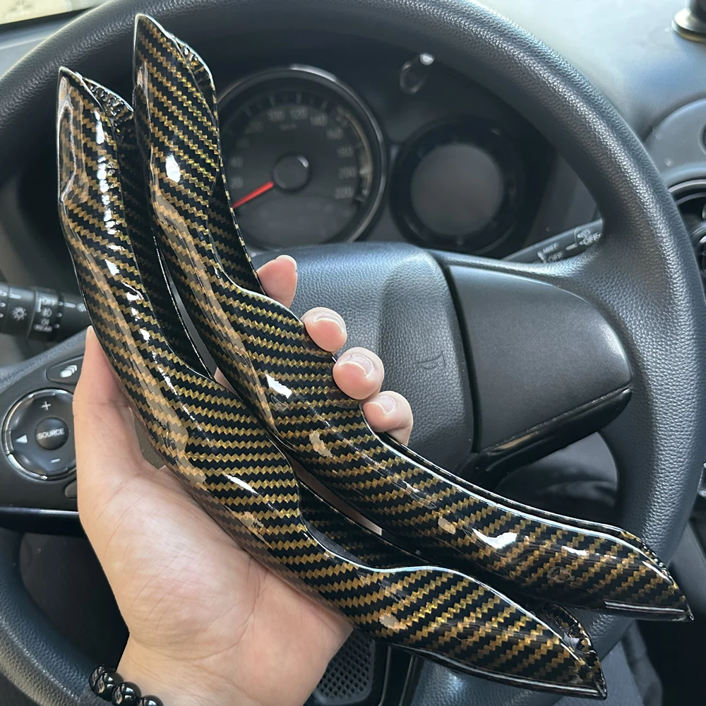 Car Steering Wheel Cover Set, Glossy Carbon Fiber Texture, 2-Piece Breathable and Anti-Slip Grip, Universal Fit Interior Upgrade