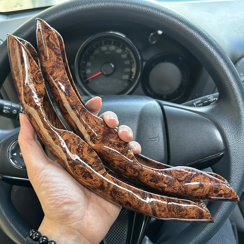 Car Steering Wheel Cover Set, Glossy Carbon Fiber Texture, 2-Piece Breathable and Anti-Slip Grip, Universal Fit Interior Upgrade