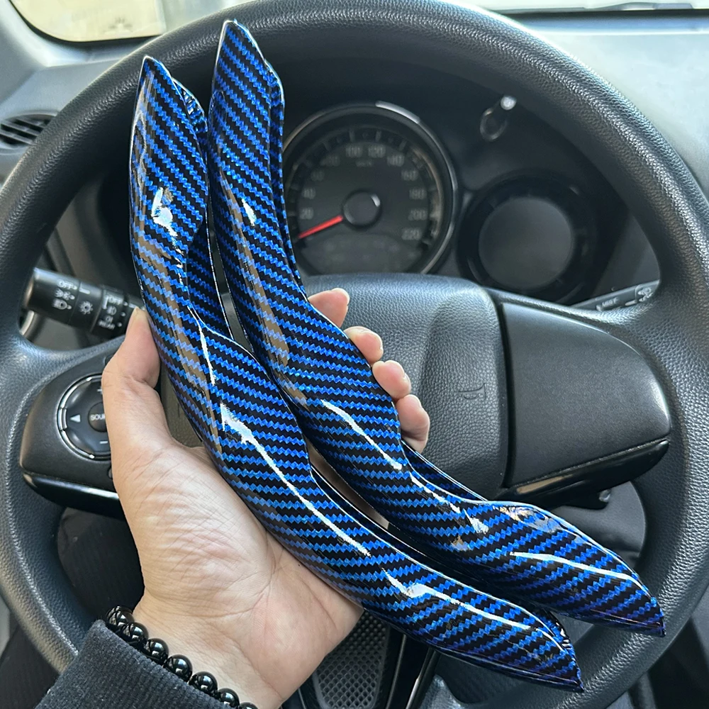 Car Steering Wheel Cover Set, Glossy Carbon Fiber Texture, 2-Piece Breathable and Anti-Slip Grip, Universal Fit Interior Upgrade