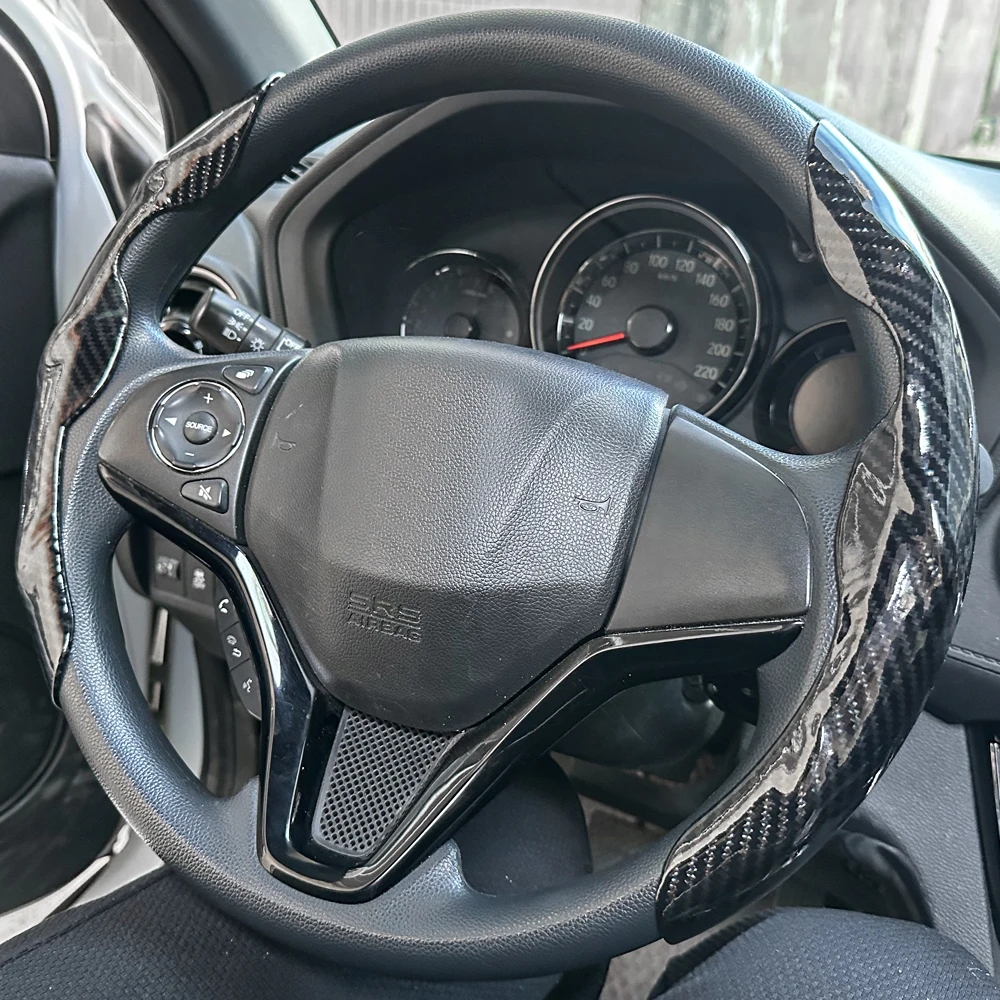 Car Steering Wheel Cover Set, Glossy Carbon Fiber Texture, 2-Piece Breathable and Anti-Slip Grip, Universal Fit Interior Upgrade Car Steering Wheel Cover Set, Glossy Carbon Fiber Texture, 2-Piece Breathable and Anti-Slip Grip, Universal Fit Interior Upgrade